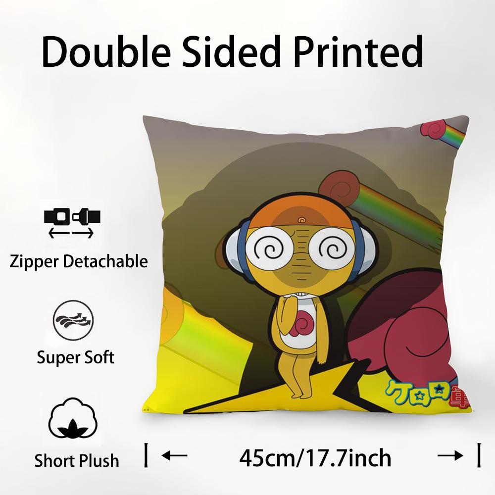 Keroro G-Gunsou Frog Pillow Case Plush Fabric Soft Double Sided Print Sofa Cushion Cover Throw Pillow Covers