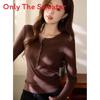 Cotton Long Sleeve T Shirt For Women With Ruffle Details And Round Neck For Office Wear