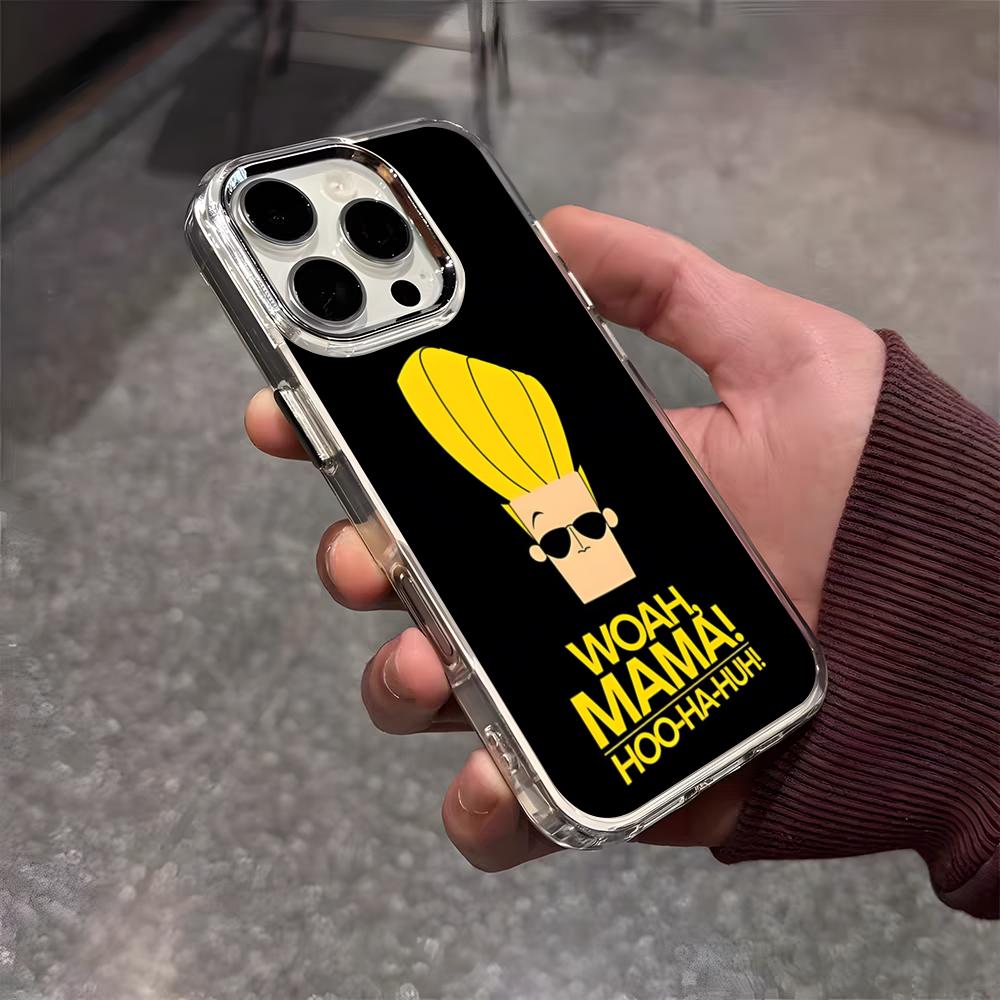 Johnny Bravo Anime Phone Case For IPhone 17 Air 16 E 15 14 13 12 11 Plus Pro Max Electroplated Transparent Soft Shell