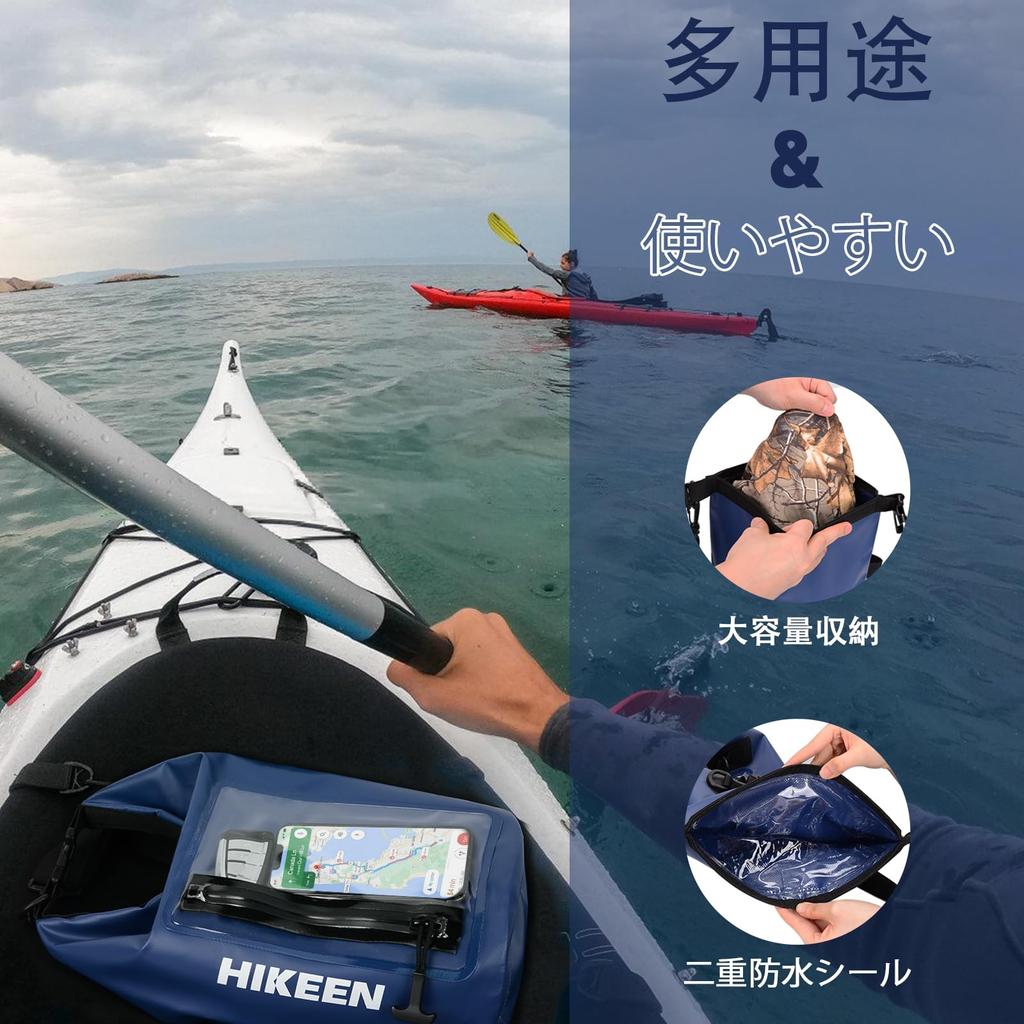 Hikeen Waterproof Pouch Dry Bag Waterproof Case IP68 Large Capacity Lightweight New Material Waterproof Dustproof Drum Type 20L For Kayaking Boating