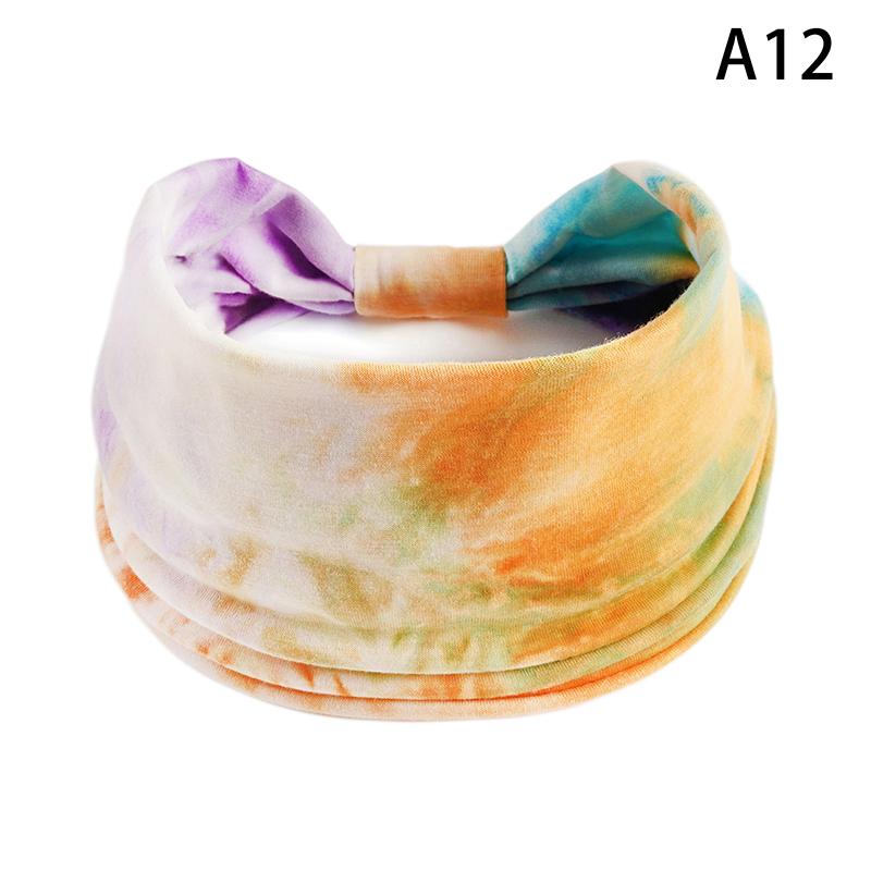 Tie-Dye Boho Knot Turbans Yoga Elastic Head Wrap Women Headband Wide Hairbands Headwear Bandanas  Hair Band Accessories