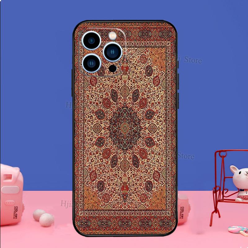 Persian Carpet Floral Pattern Phone Case For iPhone 16 15 12 13 Mini 11 14 Pro XS Max Plus X XR Silicone Cover