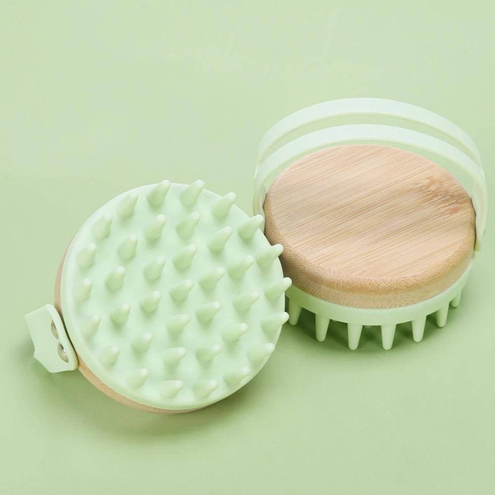 New Scalp Massager Shampoo Brush Wooden Wet and Dry Hair Scalp Care Brush Shower Brush Scalp Scrubber Exfoliator Body Massager