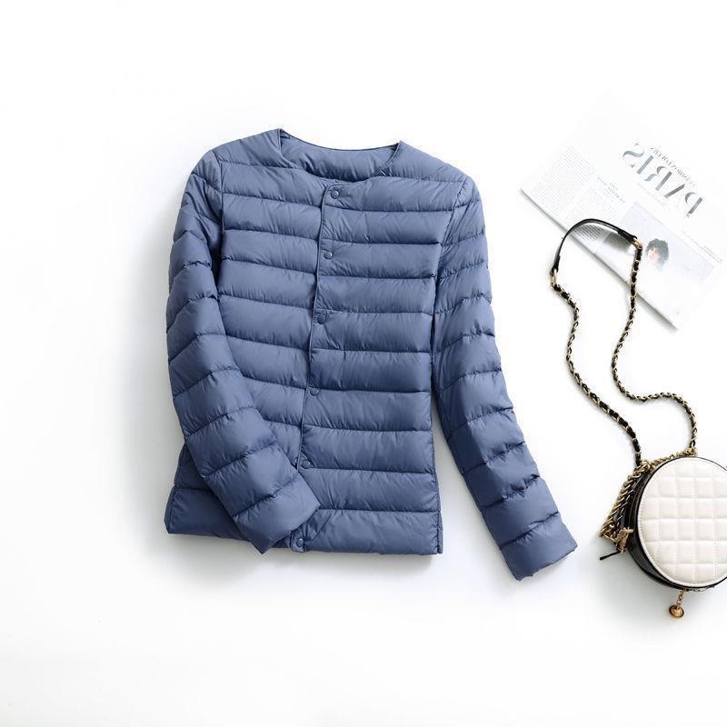 Womens Lightweight Short Down Jacket No Collar Thin Inner Layer Warm Fashionable Plus Size Outerwear