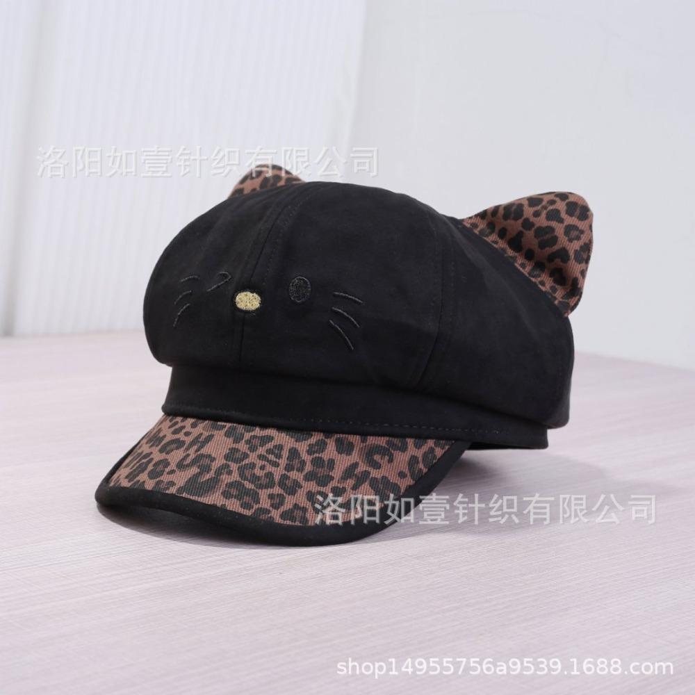 **Women Newsboy Beret Cap Solid Korean British Vintage Visor Face Slimming Hat**