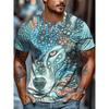 Modisches Herren-Rundhals-Kurzarm-3D-Casual-Farbprint-Casual-Kurzarm-Rundhals-T-Shirt
