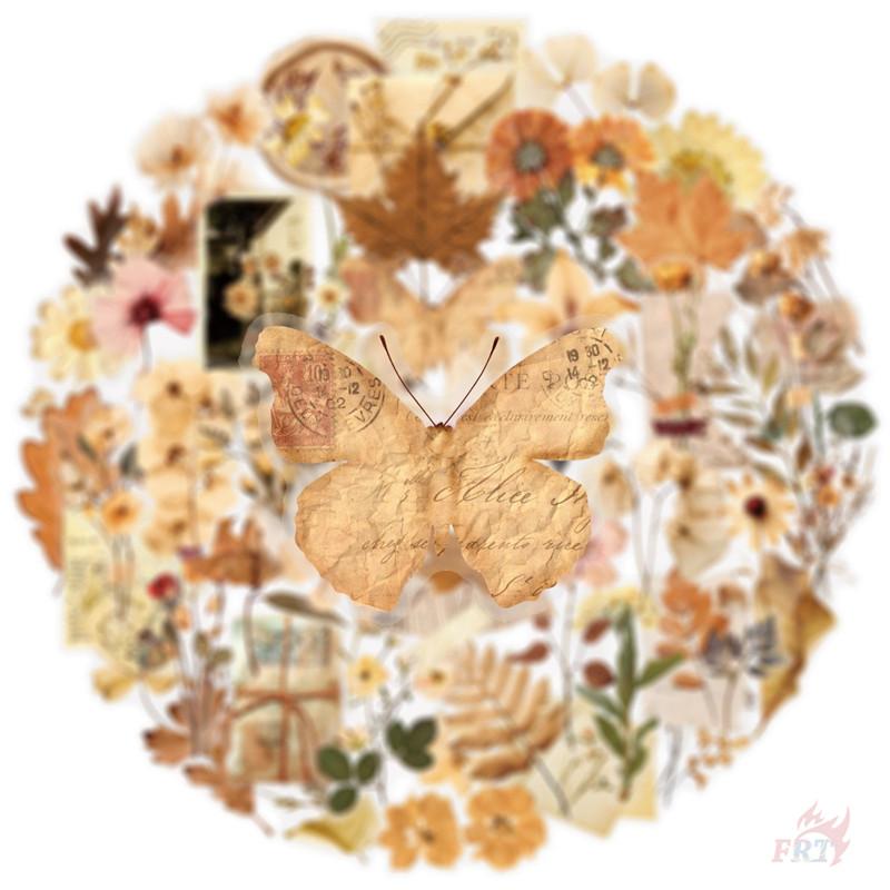 50Pcs/Set Wabi-sabi. Retro Flowers & Leaves PET Stickers Waterproof DIY Fashion Doodle Decals Stickers