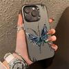 Dark Blue Butterfly Art Phone Case for iPhone 17 16 15 14 13 12 11 Series Pro Max Plus