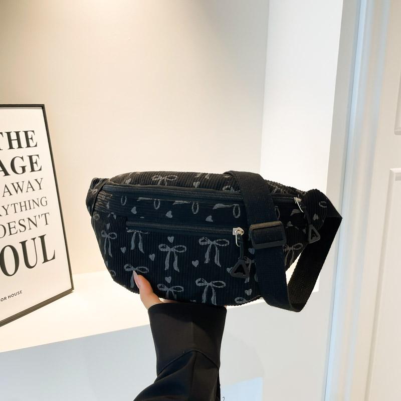 Women Corduroy Chest Bag with Adjustable Strap Leisure Crossbody Bag Lightweight Waist Bag Running Camping Hiking Chest Bag