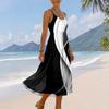 Women’s Summer Sleeveless Bohemian Floral Print Adjustable Strap Casual Beach Holiday Midi Dress with Pockets