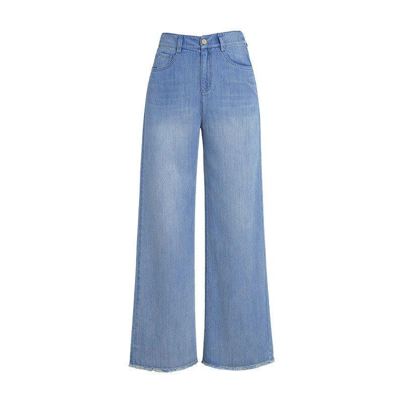 Fat Mm Large Size Wide Leg Jeans Summer Thin New Narrow Version High Waist Nine-point Pants Slim Straight Pants