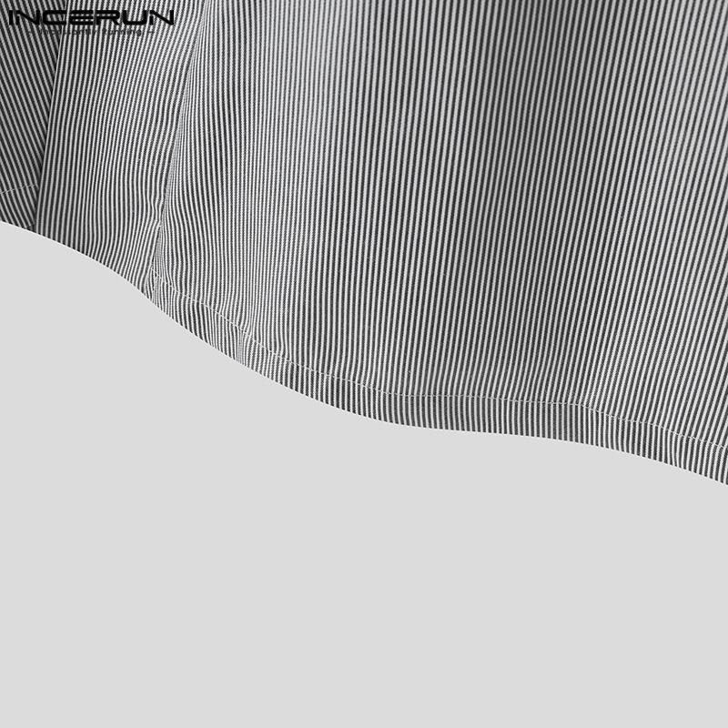 INCERUN Two Piece Suit Summer Men Short Sleeve Front Cross Shirts Bandage Pants Outfits Sets