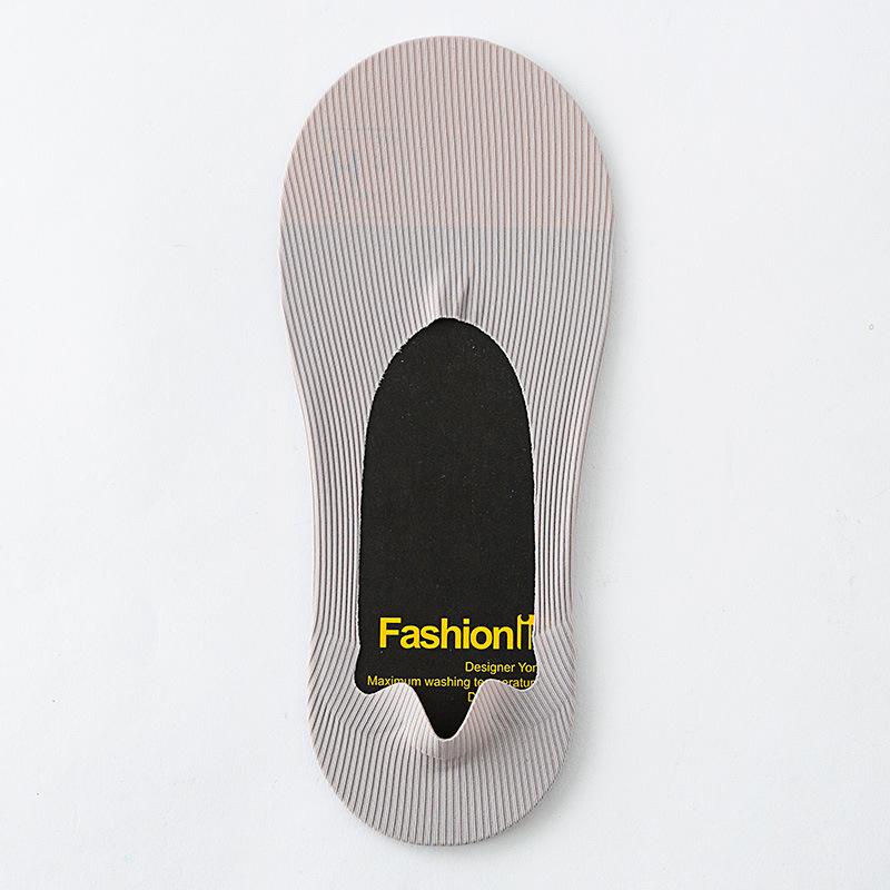Men Vertical Stripe Ice Silk No Show Socks, Arbitrary Cut Non Slip Silicone Invisible Low Cut Cotton Sole Breathable Liner Socks