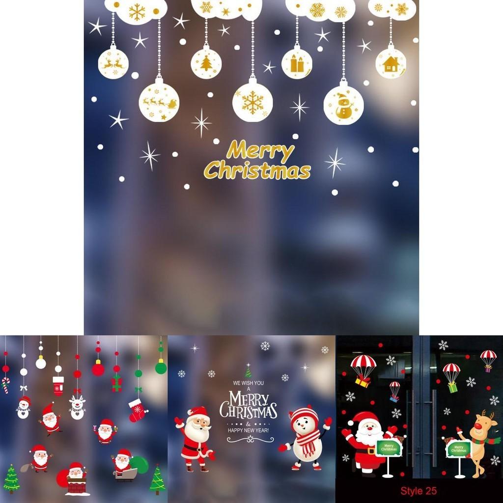 Festive Christmas Waterproof Glass Window Pvc Stickers For Cozy Home Decor