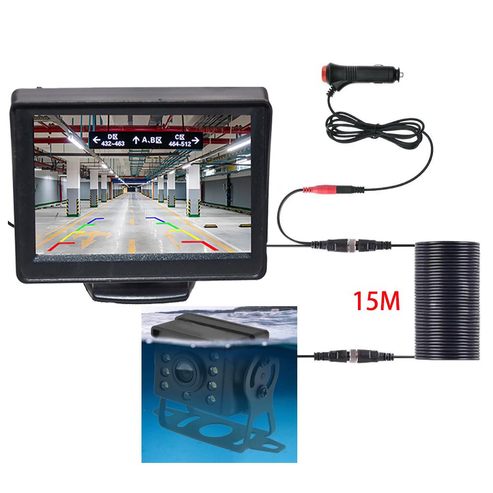 Parking Backup Reverse CCD 2 - in - 1 HD Rear View Camera System 4.3  Inch HD Screen Monitor, for Car, Bus, Truck, RV & Trailer