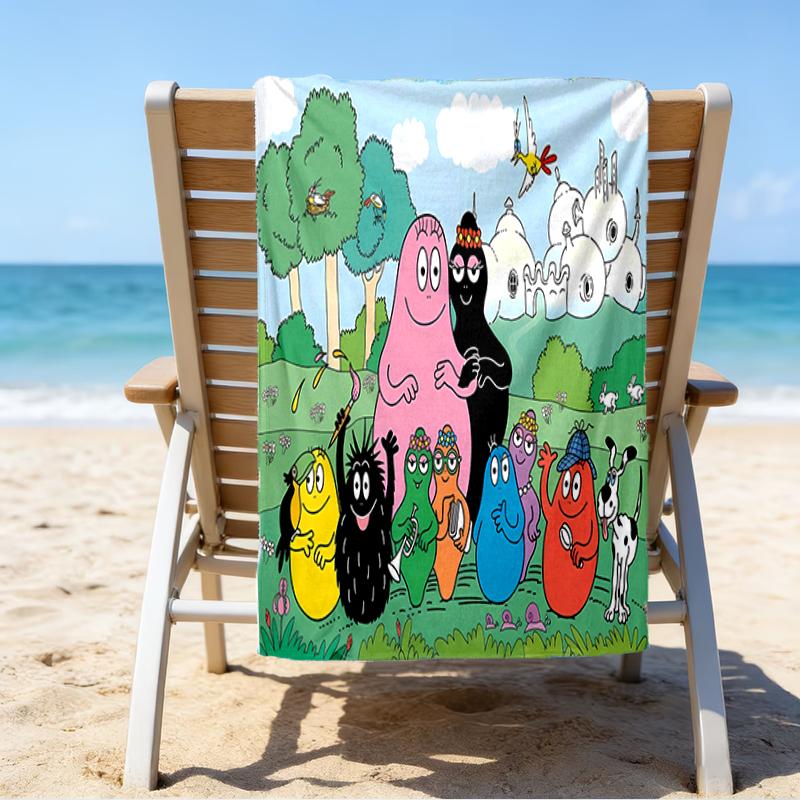 proof beach towel with a Barbapapa pattern - soft,absorbent,quick-drying,machine washable - perfect for swimming,camping,bathing