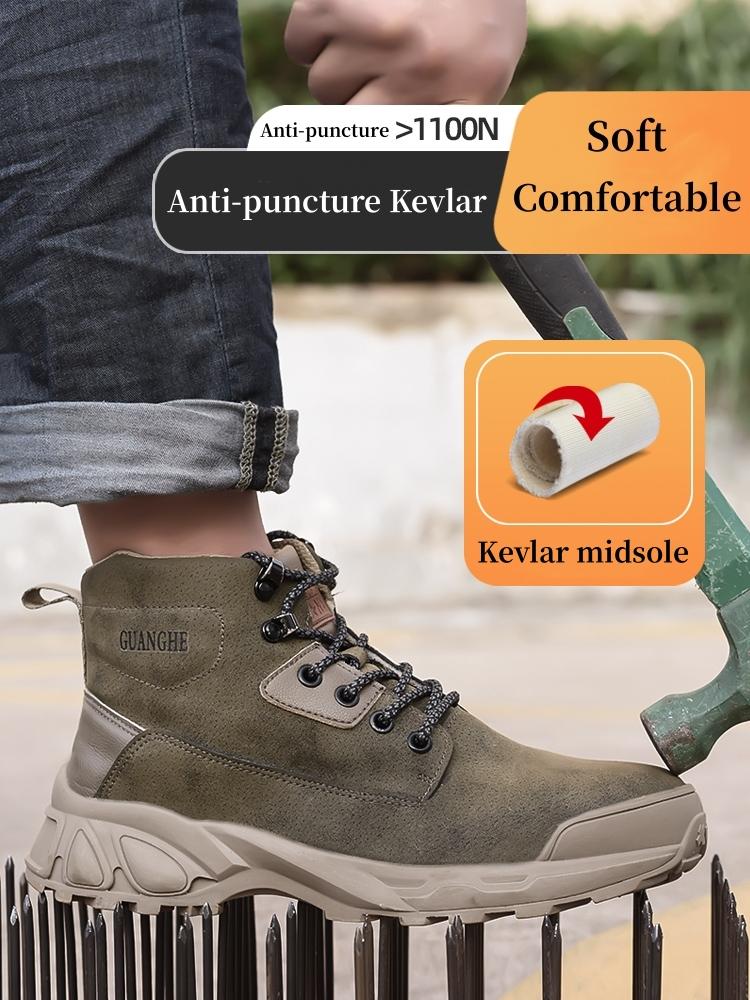 Stivali da Lavoro da Uomo Scarpe con Punta in Acciaio Scarpe da Lavoro Protettive Autunno Inverno Antisfondamento Antiperforazione Scarpe di Sicurezza Industriale