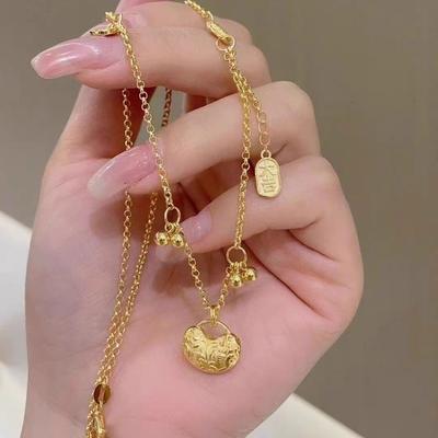 Fu Brand Safety Lock Necklace Women's Niche High-end Sense Retro New Chinese Fubao Pendant Collarbone Chain Natal Year Gift