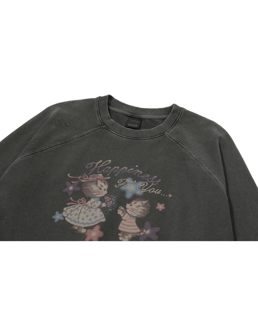 CPGN STUDIO Happy Tommy Raglan Pigment Sweatshirt Smoke Black