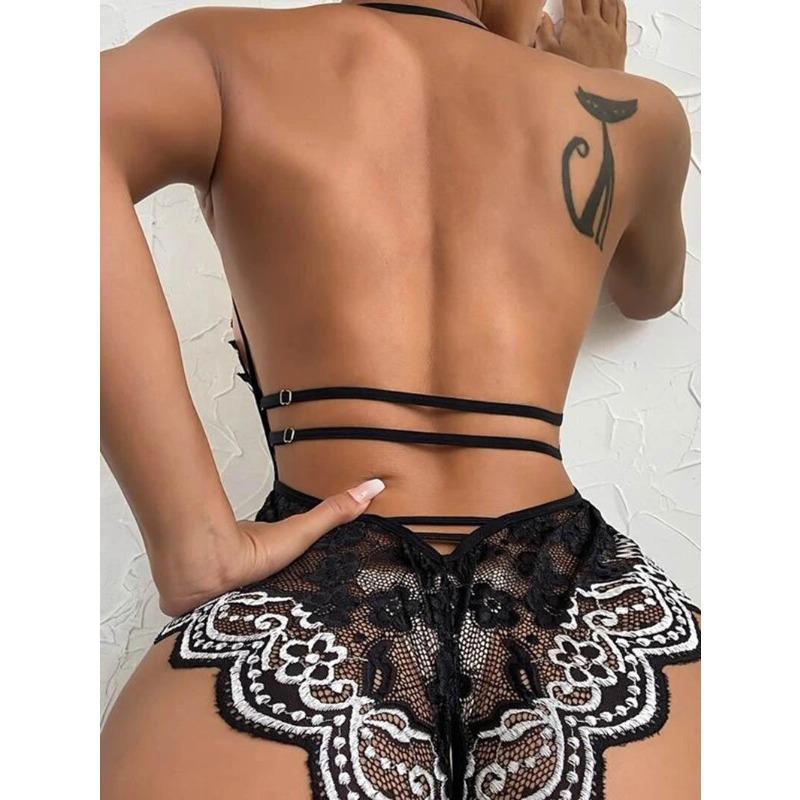 Lace perspective seduction erotic underwear sexy hot onesie open crotch free erotic set passion pajamas batch