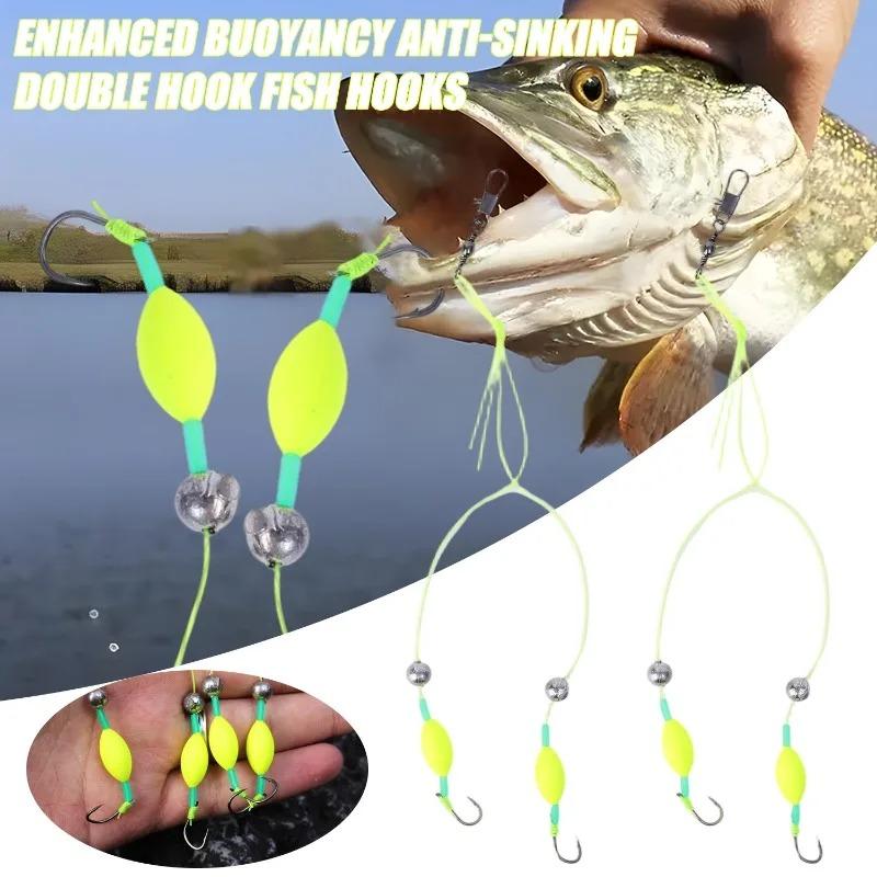 Ready-Made Carp Fishing Hair Rigs, Double Hook Suspension Anti-Bottom Design, High Carbon Steel Fishing Hooks Fishing Accessories