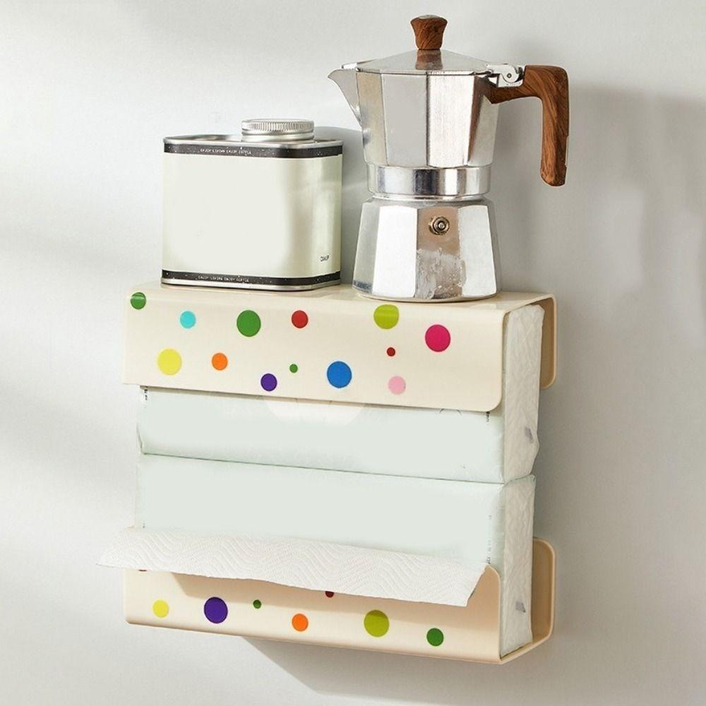 Plastic Magnetic Tissue Storage Box Punch-free Paper Towel Holder Napkin Storage Box Bathroom