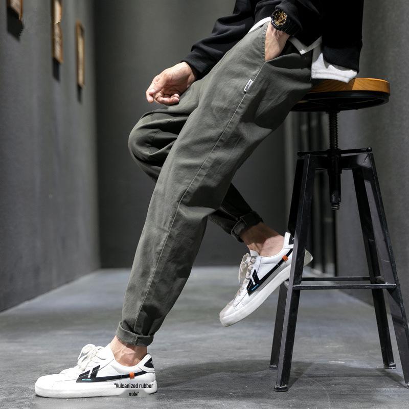 Pánské bavlněné džíny rovného střihu v korejském stylu - Ležérní pracovní trend Joggers