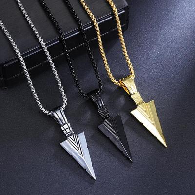 Alloy Triangle Pendant Men's Stainless Steel Necklace with Hoodie Chain