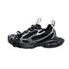 Men's Black Distressed Style 3XL Thick-Soled Casual Sports Dad Shoes with Height Boost