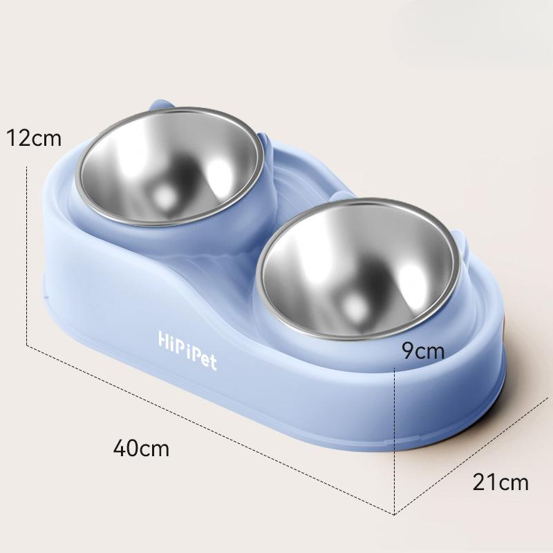 New Cat High-low Partition Cute Cat Ceramic Double Bowl Cat Bowl Drinking Water Feeding Dog Bowl Anti-knock Over Pet Bowl