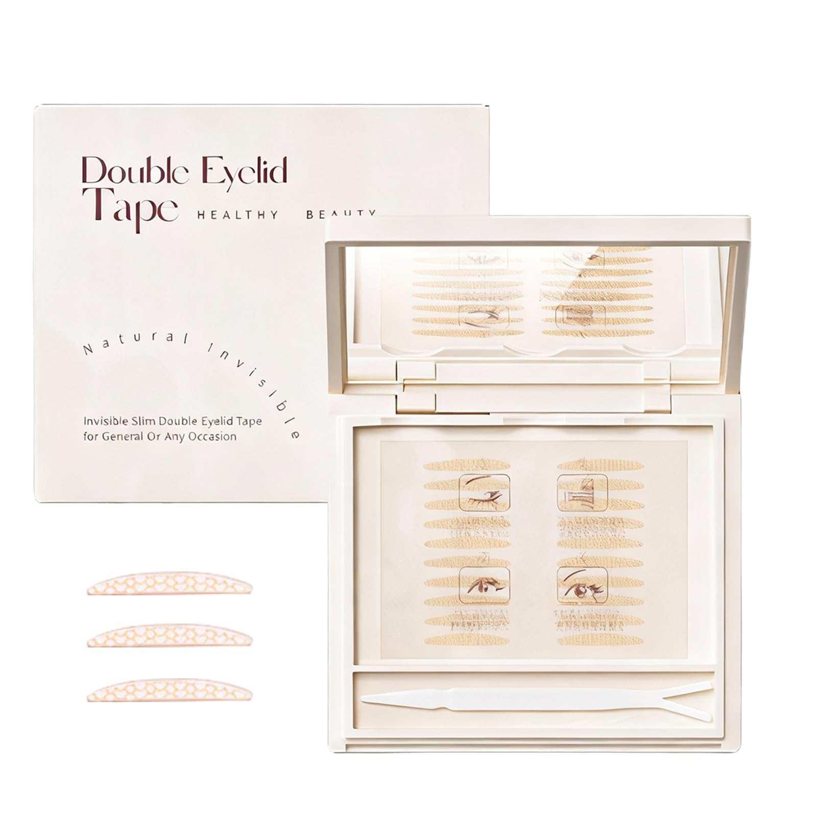 

Lynlyulinger Double Eyelid Tape - Strong, 4 Types, Ultra-Thin, Natural, Breathable, Long-Lasting, Discreet, Portable (Box with Mirror) Addresses