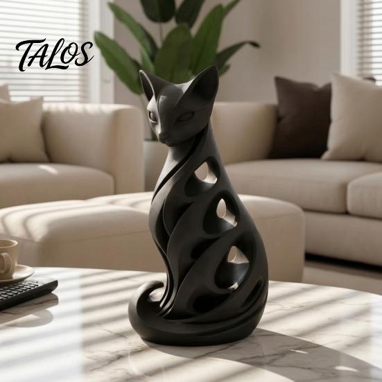 Desk Toys for Adults Spiral Cat Sculpture Resin Ornament, Creative Twisted Statue, Artistic Modern Indoor Decorations Desktop Decor Home Living