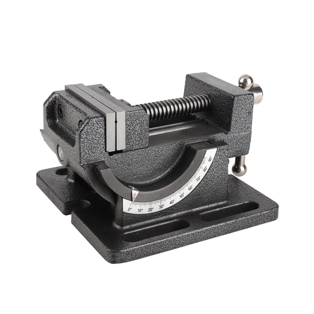 Drill Press Vise Cast Iron Body Corrosion‑Resistant Hardware Accessory 3‑Inch Tiltable