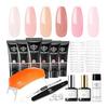 Modelones Poly Gel Nail Kit 6 Colors 8W with Nail Lamp Extension Gel Kit Jelly Milky White/Pink/Nude Color Complete Tool Set for Beginners with
