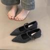 Winter Cotton Women Mary Jane Shoes Fashion Shallow Pointed Toe Shoes Concise Square Heels Shoes 2026