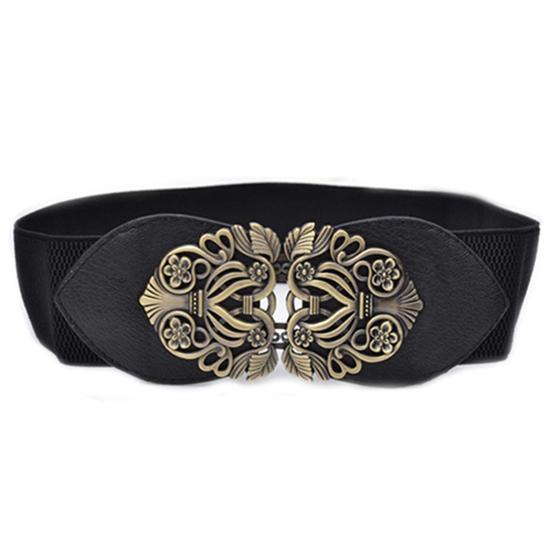 Taillengürtel Elastisch Hohle Schnalle Kunstleder Damen Vintage Taillengürtel für Büro