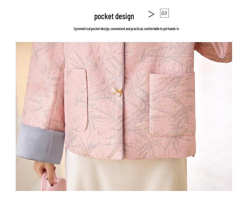 2025 Spring Women's Jacquard Round Neck Top - Chinese National Style Fashion Outerwear