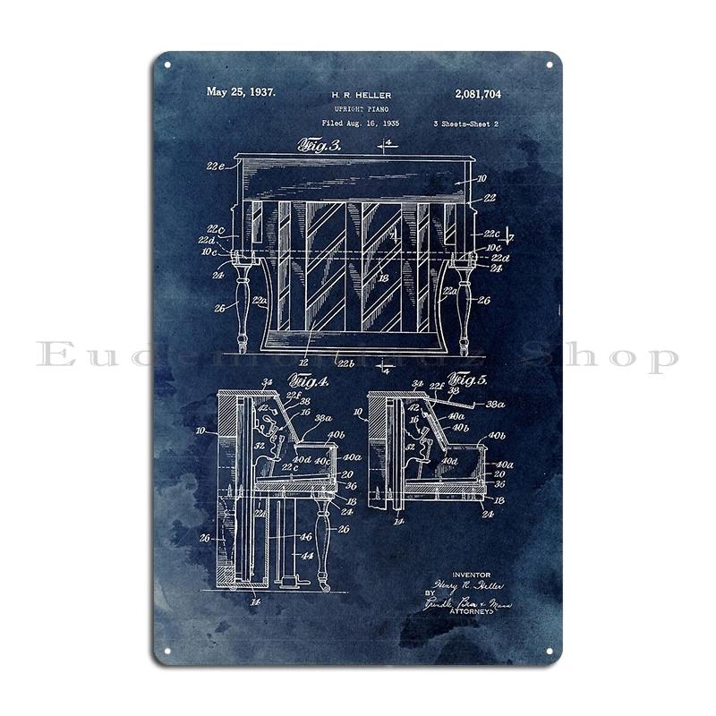 Steinway Grand Piano Patent Piano Player Art Antique Metal Decoration Designs Wall Cave Wall Mural Tin Sign Poster 20x30cm(7.8x11.8inch)
