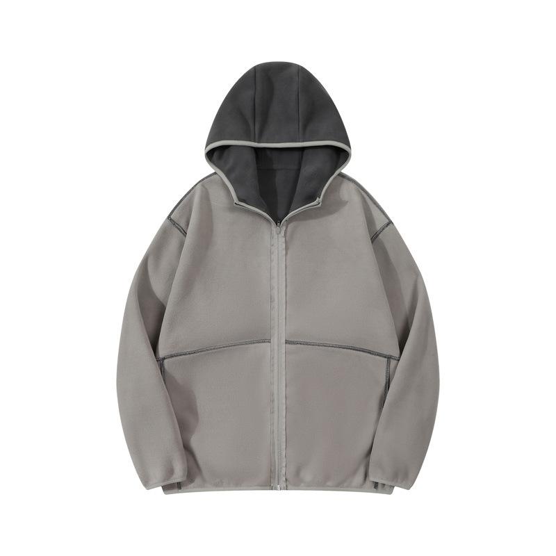 Men's Double-Sided Fleece Hoodie Autumn and Winter Warm Windbreaks Zipper Jackets for Men