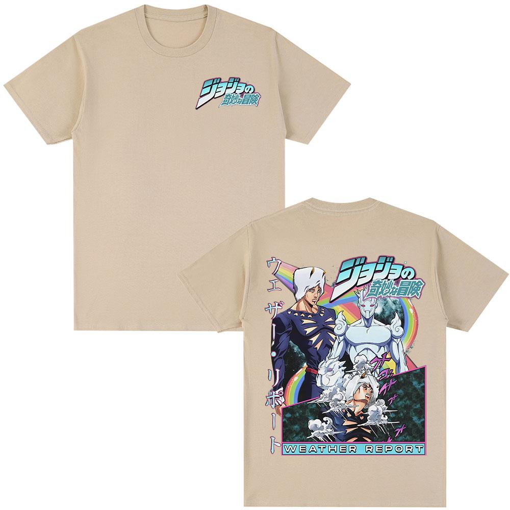 Anime JoJo Bizarre Adventure Tshirt Weather Report Graphic Tshirts Men Women Fashion Casual Short Sleeve Tshirt Streetwear