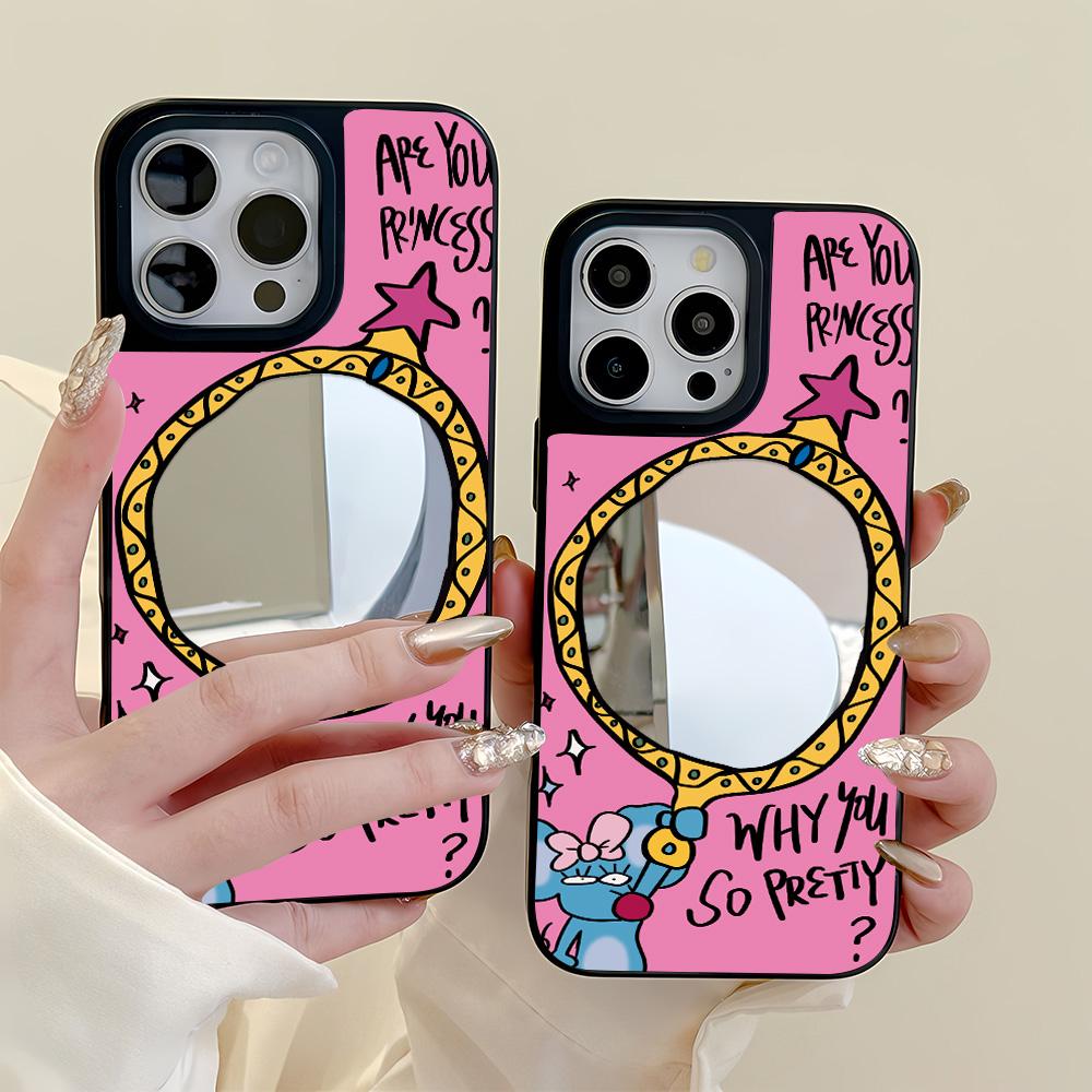 Mirror Phone Case for iPhone 15 11 13 14 for 15 16 Pro Max 12 13 16 Pro Cloud Flower and Animal Cute Style Phone Case