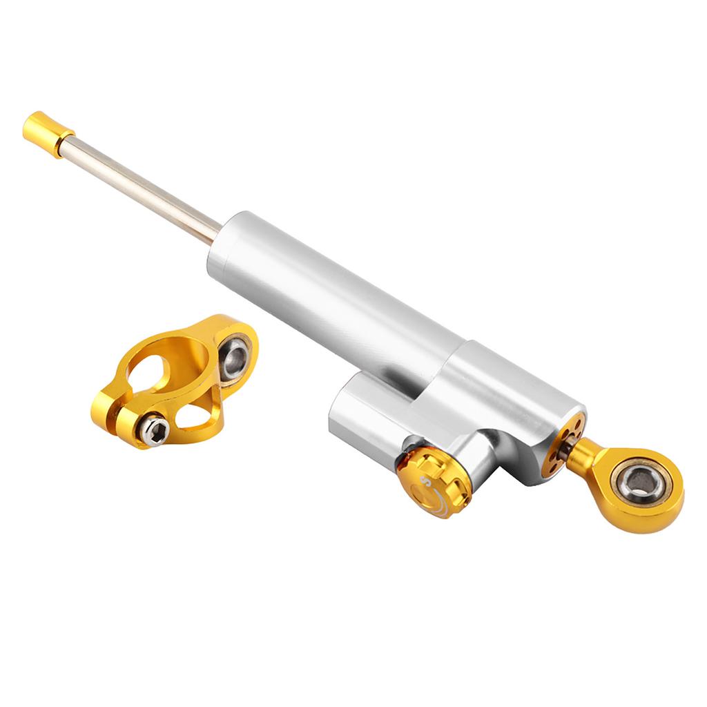 Universal Motorcycle Handlebar Aluminum Alloy Steering Damper Stabilizer Safety Control(Silver)