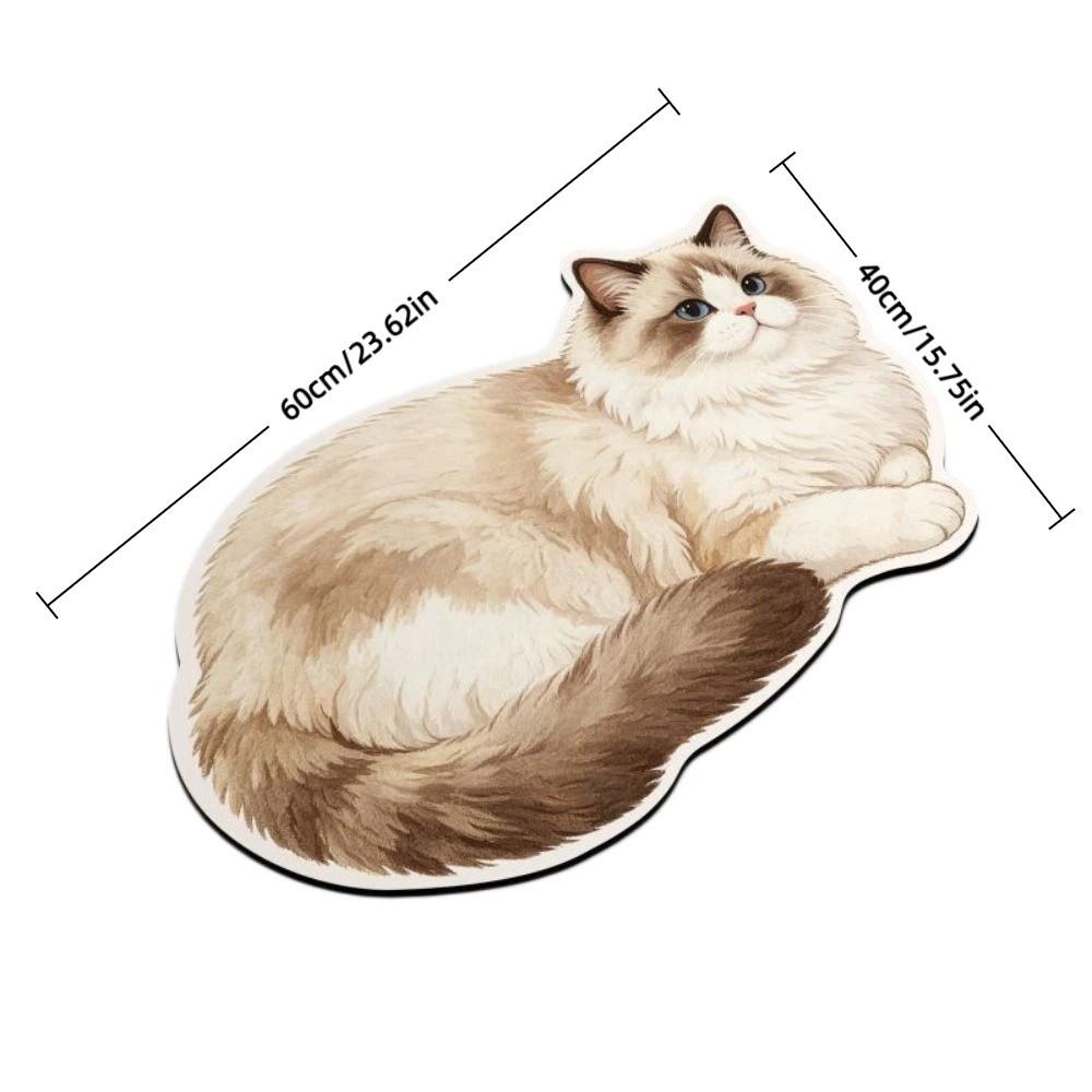 40*60cm Home Bathroom Carpet Non-slip Bedroom Door Small Rug Cute Cat Floor Mat for Table Bedside