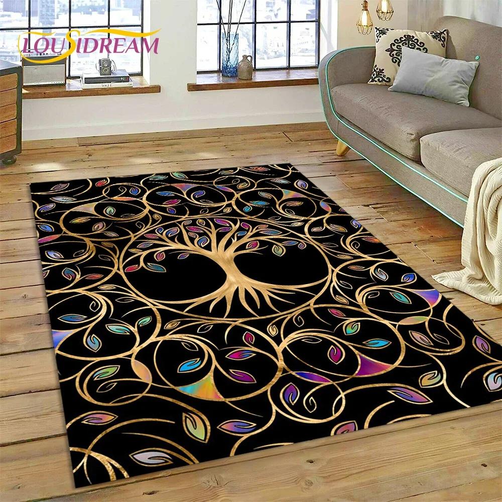 Nordic Mythology Yggdrasil Nature Tree of Life Carpet Rug for Home Living Room Bedroom Sofa Doormat Decor,kid Non-slip Floor Mat
