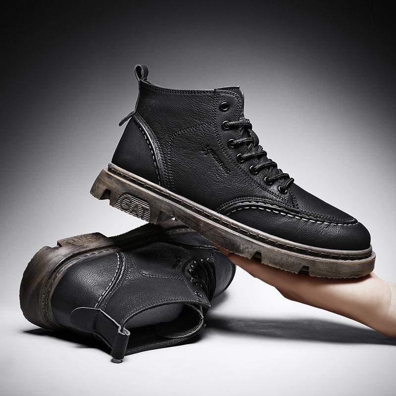 New Fashion Autumn And Winter Men's High Top Martin Boots Students Male Boys Trending Soft Sole Work Shoes Labor Protection Martin Sneakers