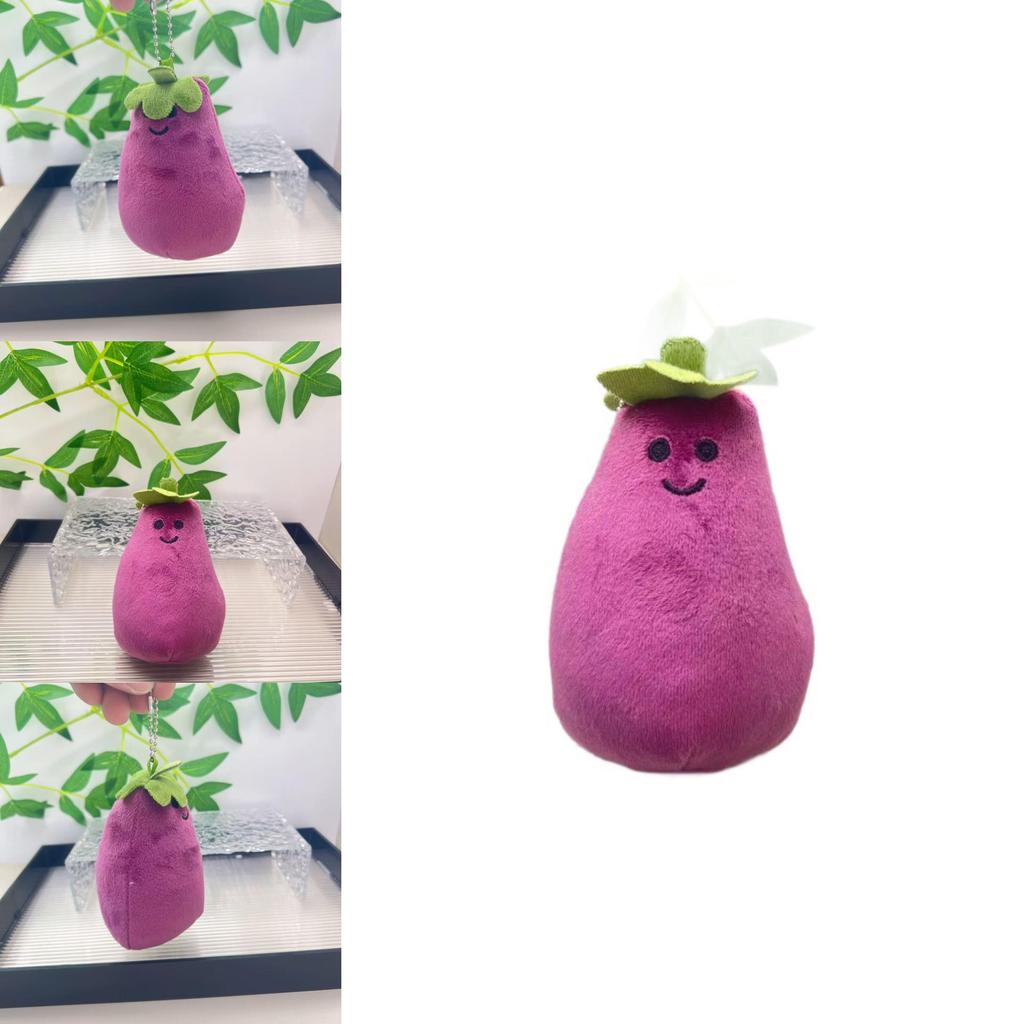 Creative Stress Relief Plush Hanging Keychain Quirky Eggplant Doll Decor