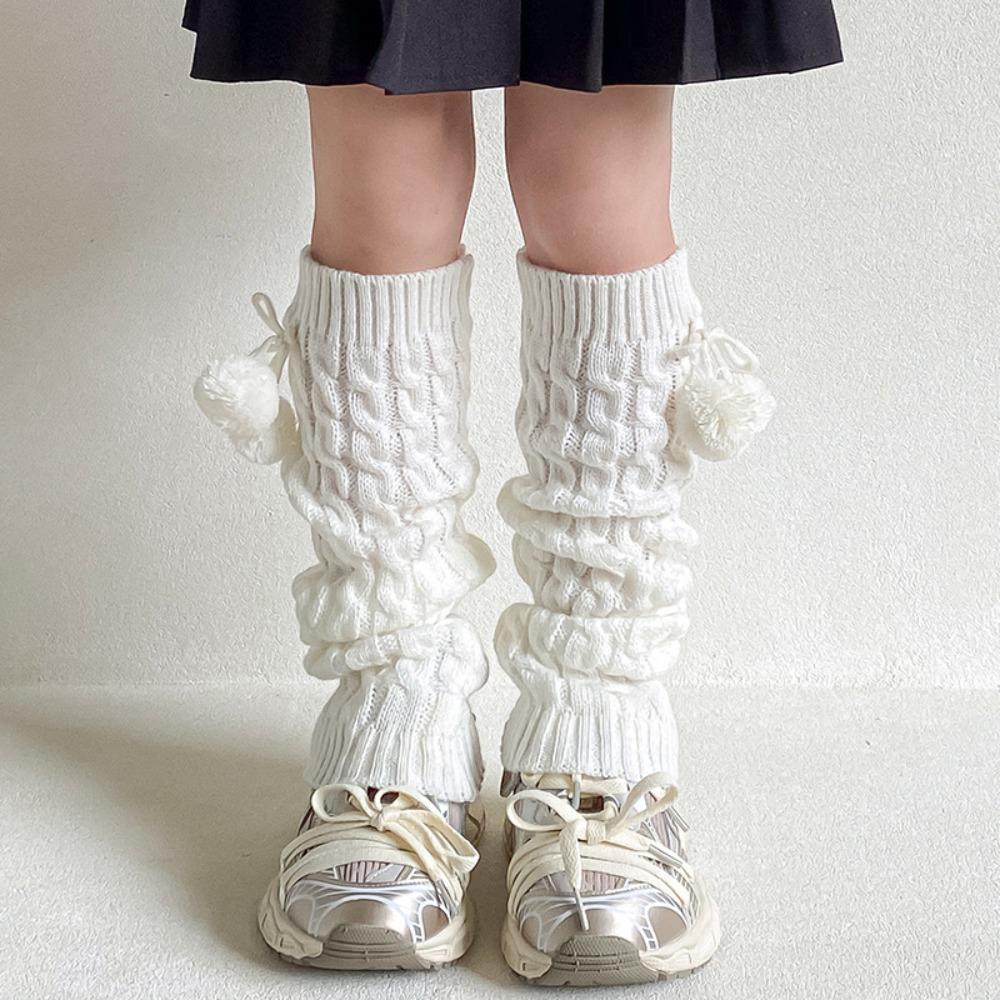 Korean Style Children's Sock Cover Plush Leg Cover Hairball Long Stacked Socks  Autumn and Winter