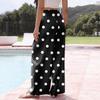Women's Casual Dot Print Wide Leg Drawstring Pocket Beach Casual Pants