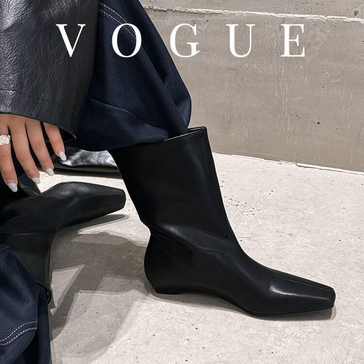 British-Style Ankle Boots - Autumn 2024 Cowhide Square Toe, Low Heel, Slim European-American Workwear
