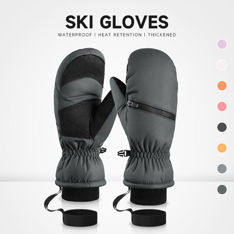 Ski gloves men's and women's winter cold-proof cycling snow three-proof fabric thickened warm outdoor sports gloves
